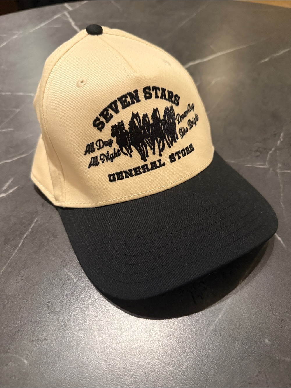 Seven Stars General Store Two-Tone Baseball Cap - Cream & Black GRIZ
